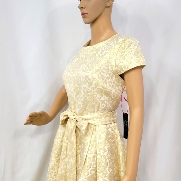 𝅺Gibson X High Sugarplum Holiday Joyeux Cap Sleeve Fit and Flare Dress - Picture 6 of 17